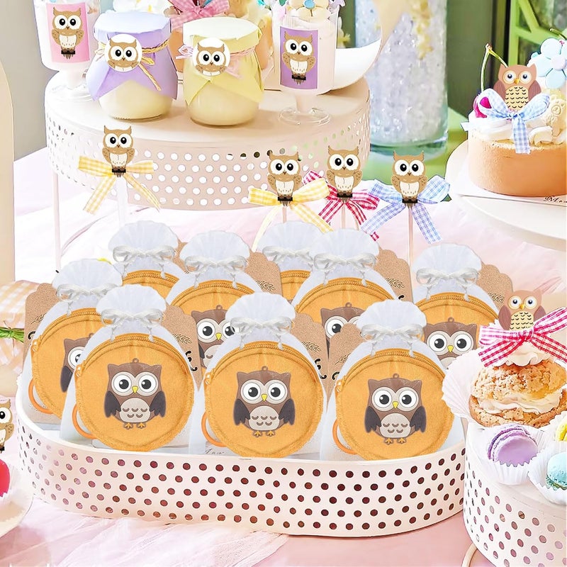 Elecrainbow 15 Pack Owl Mini Coin Purse with Keyrings for Woodland Animals Birthday Party, Owl Themed Goodie Bag Stuffer, Present for Friends, Creative Souvenirs, Khaki - Image 4